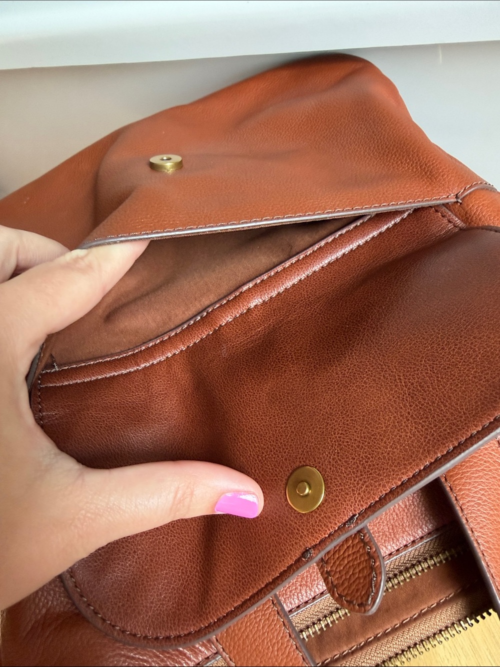 Fossil Rust Brown Leather Backpack Tote - Picture 4 of 7